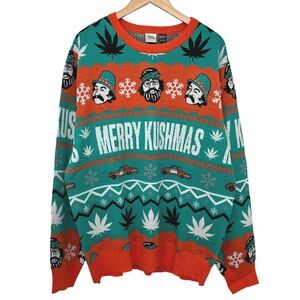 NWOT Merry Kushmas Cheech and Chong Christmas Sweater Men's XL